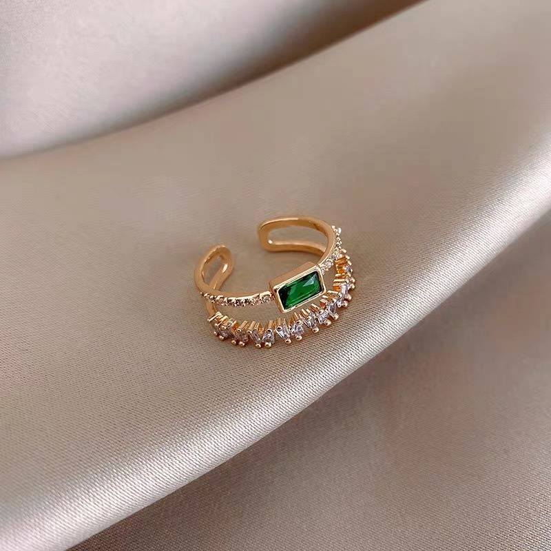 Beccarite double-layer cincin wanita anggun dan modis terbuka cincin pribadi influencer in fashion a