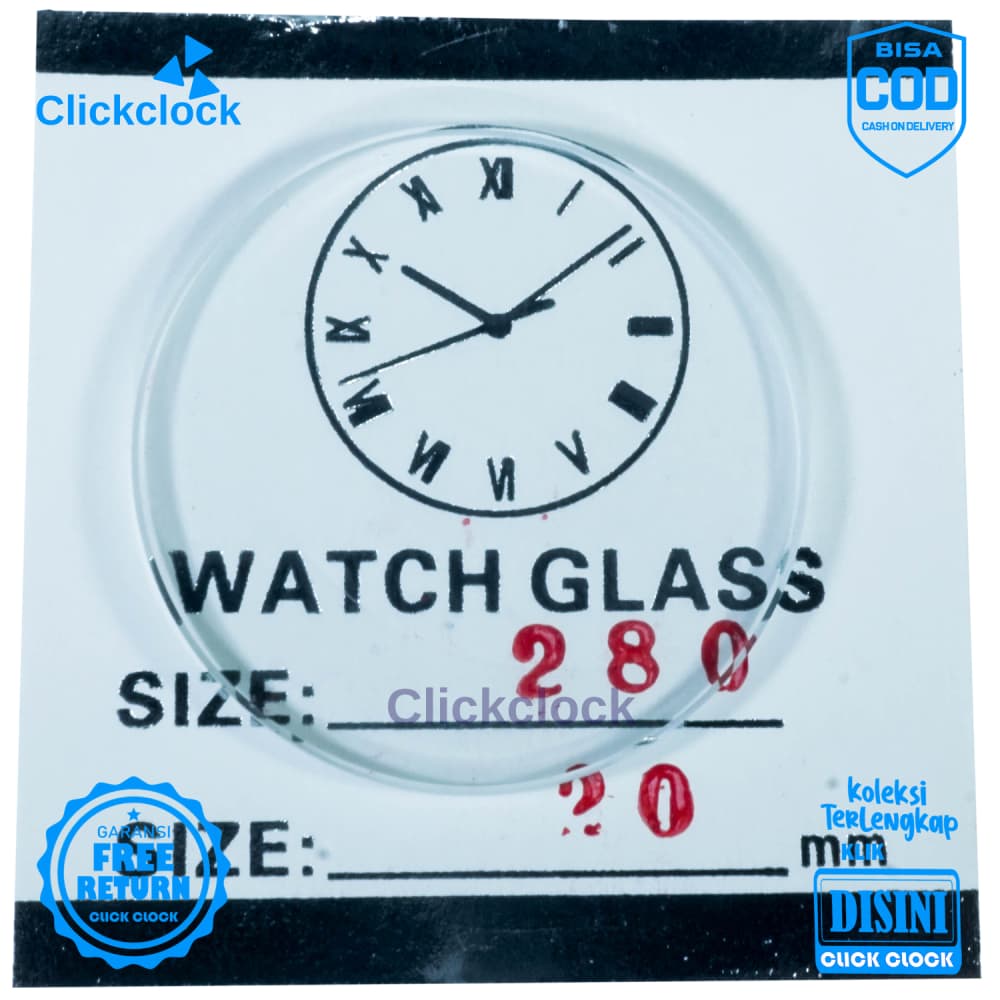 Kaca Jam Kaca Bahan Watch Glass PNC-280 Bagus 2,8 cm