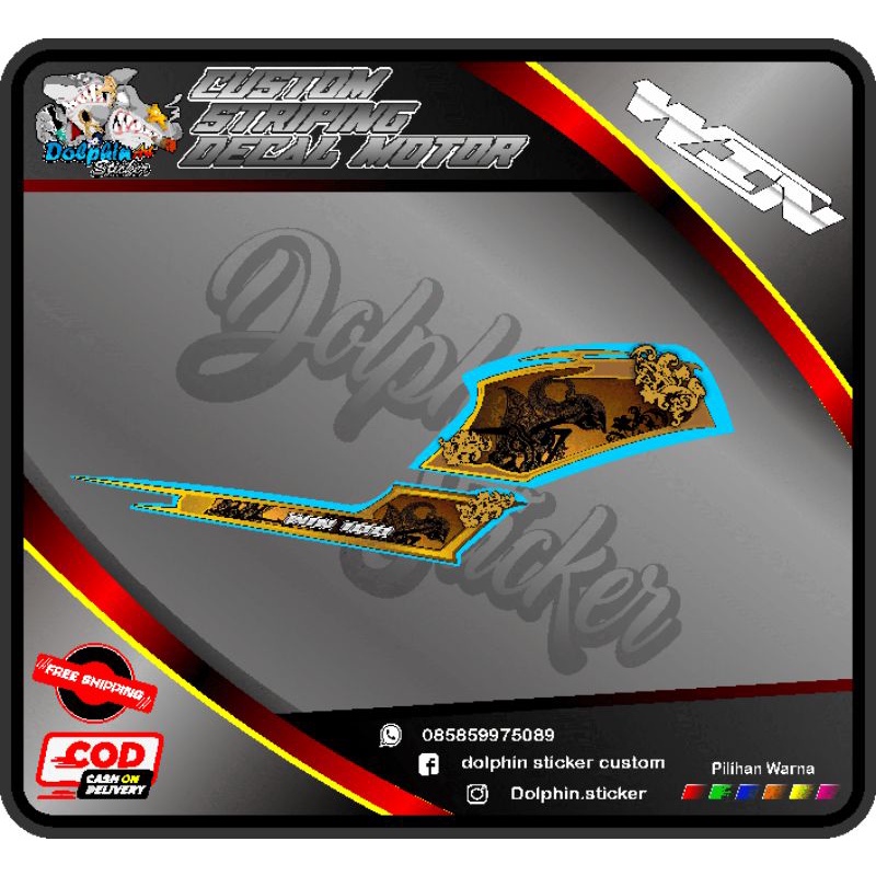 STRIPING MOTOR HONDA WIN 100 VARIASI CUSTOM DESAIGN WAYANG BATIK DECAL STICKER MOTOR CODE WINWB001