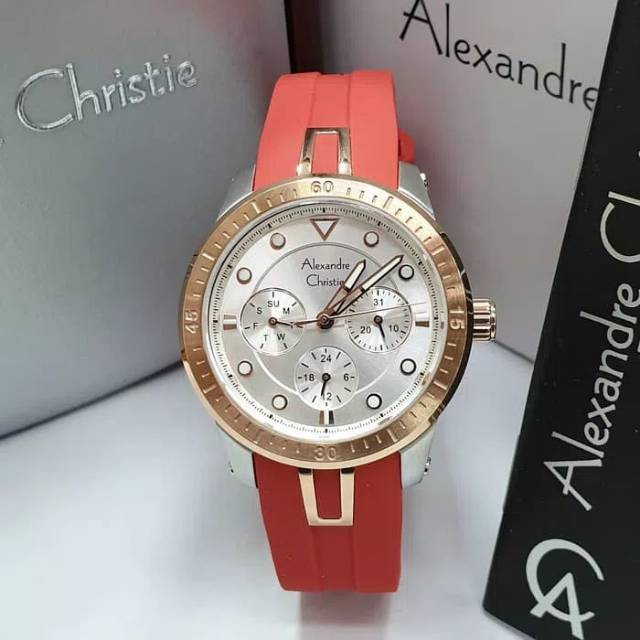 Jam tangan cewek / wanita alexandre christie ac 2772 red rosegold