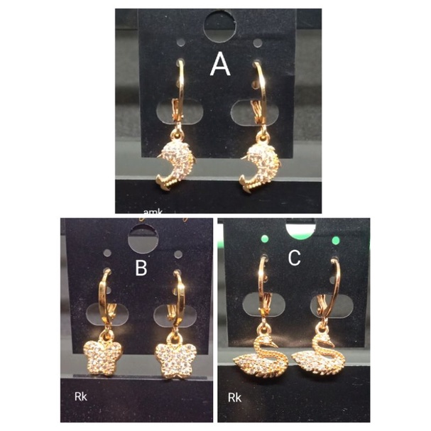 RK36. Anting xuping wanita lapis emas dgn mata zircon