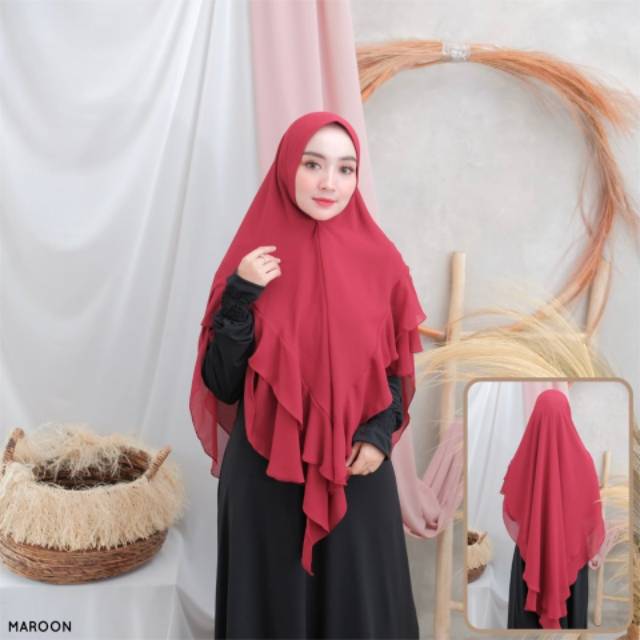 HIJAB / JILBAB KHIMAR SYAR'I LAYER - KHIMAR SALAMAH - BAHAN CERUTY BABYDOLL BEST SELLER