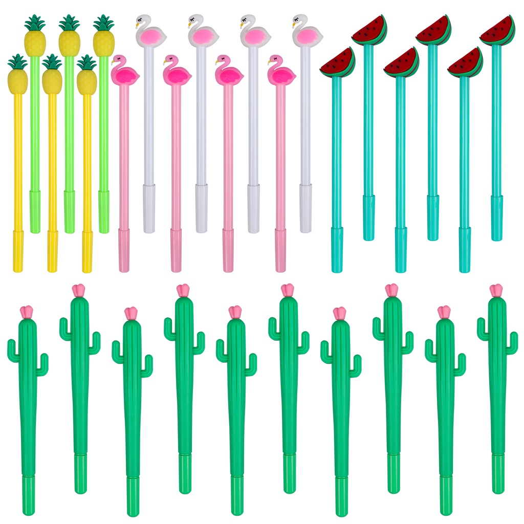 {LUCKID}Cactus Pens 30 PCS Fun Pens Black Gel Ink Pens Kawaii Cactus