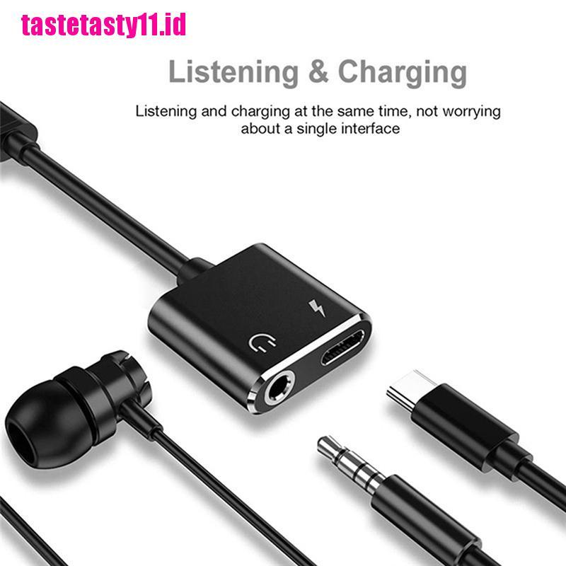 2 In 1 Adapter Splitter Usb Tipe C Ke 3 5 Jack Headphone Audio Charging