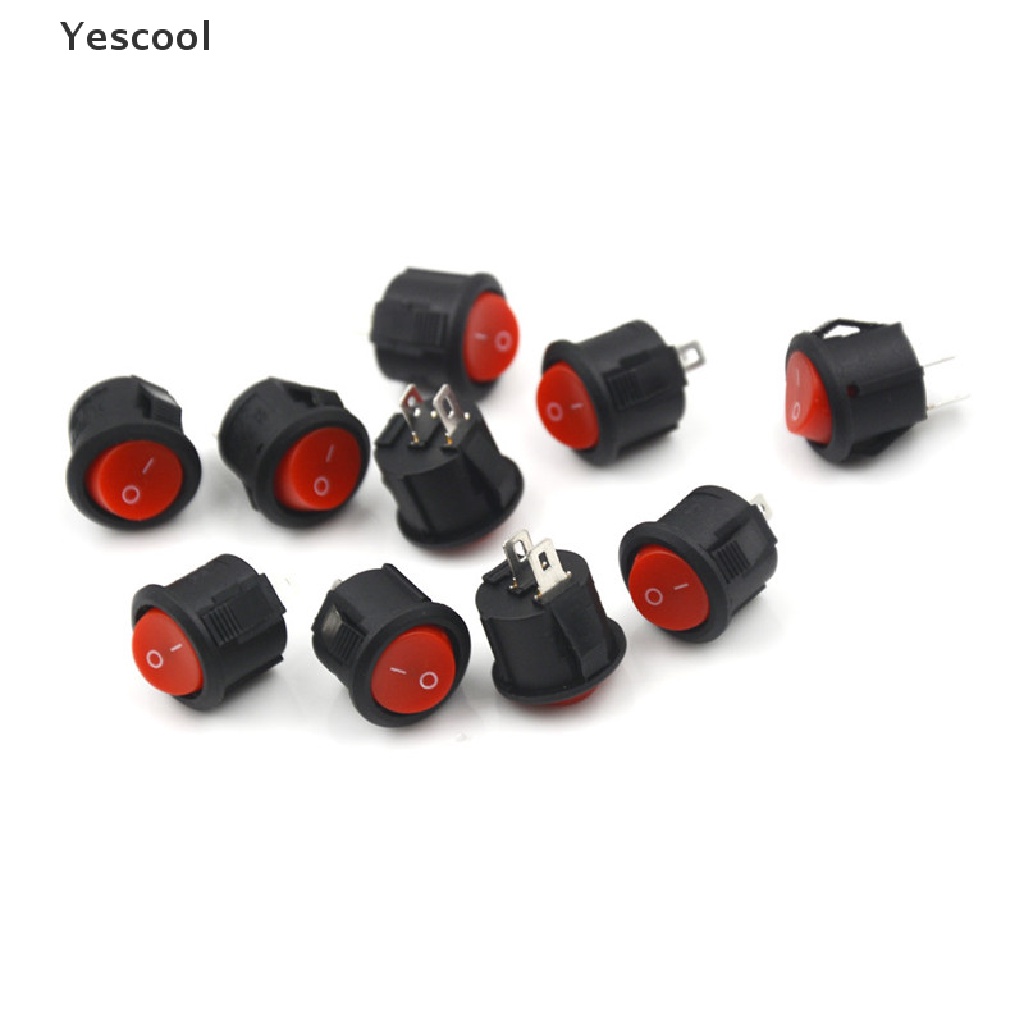 Yescool 10Pcs Saklar Rocker Switch ON-OFF Mini 2-Pin Diameter 16mm 3A / 250V Untuk Perahu