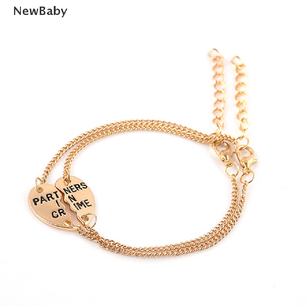 Newbaby 2pcs Gelang Rantai Dengan Charm Hati Terbelah Tulisan Best Friends Forever Untuk Wanita