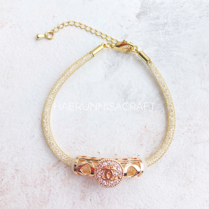 Gelang Kawat Gliter crystal set charm xuping