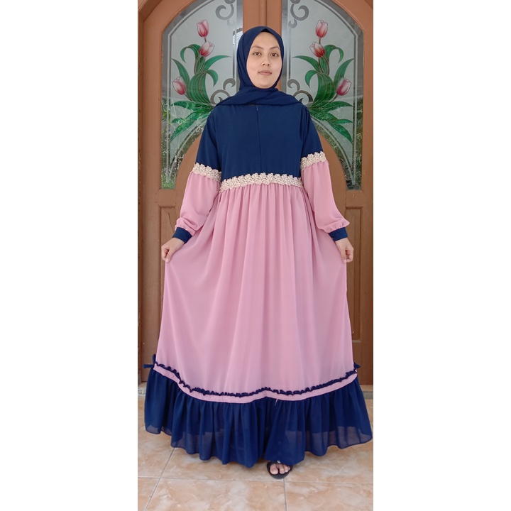 Dress kombinasi renda besar /dress ceruttibabbydoll variasi renda besar