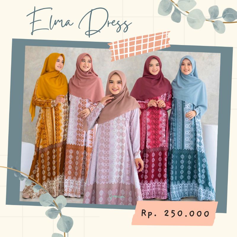 BAJU GAMIS DRESS PAKAIAN WANITA REMAJA BATIK BUSUI MENYUSUI PREMIUM ELMA DRESS BY GREENISM