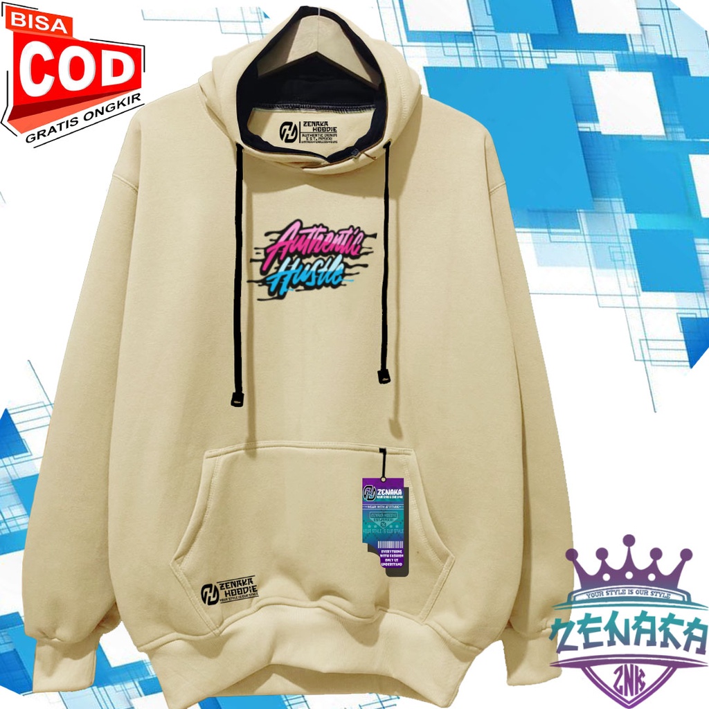 Sweater pria distro keren Zenaka Hoodie pria distro aesthetic graffity simple warna abu paralon Jaket pria terbaru 2022 keren Suiter cowok terbaru 2022 tebal Hodie pria hitam distro sablon authetntic hustle-CREAM KEJU