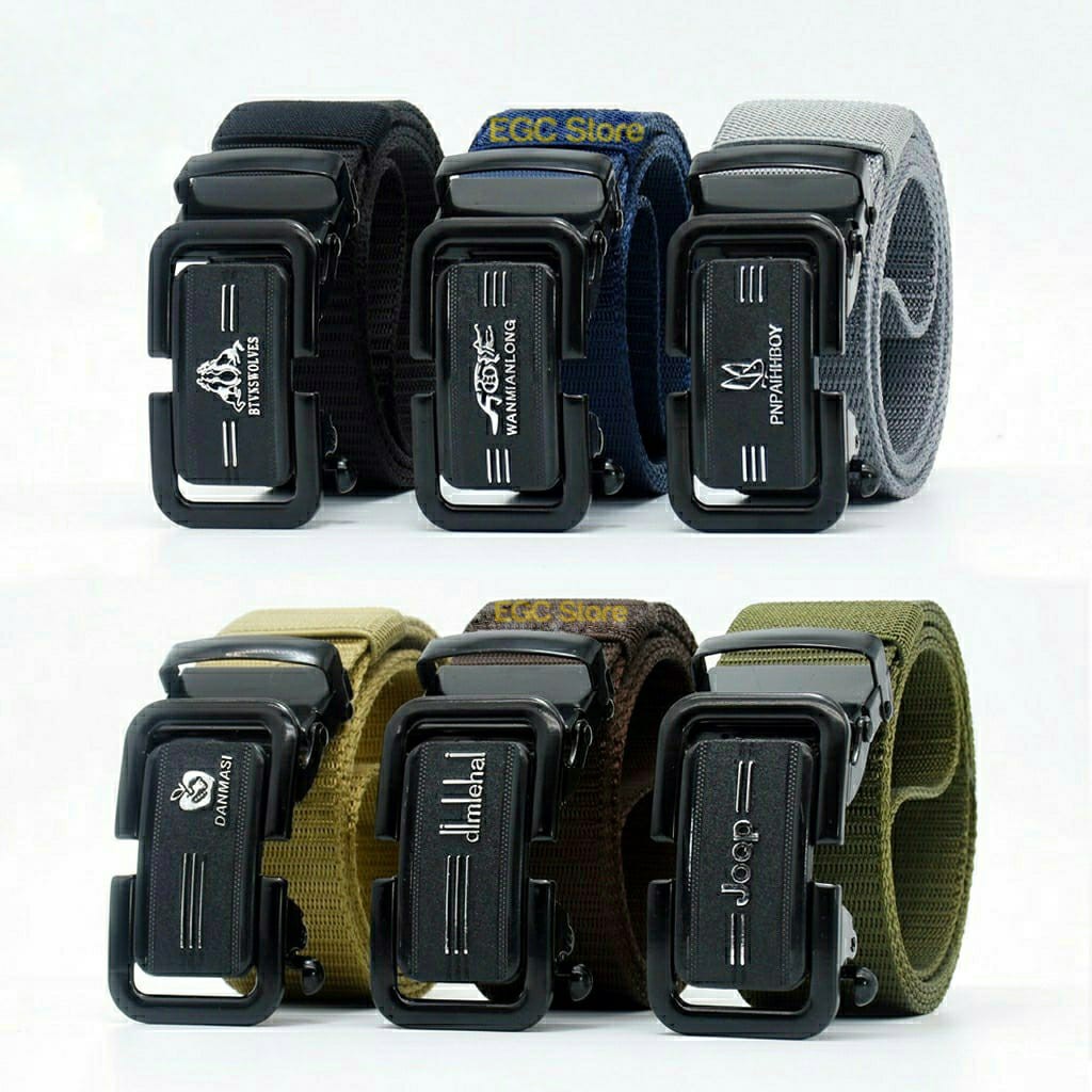 PROMO BEST SELLER ! IKAT PINGGANG PRIA/SABUK PRIA/BELT NYLON CANVAS KEPALA BESI - MC-CCA-40