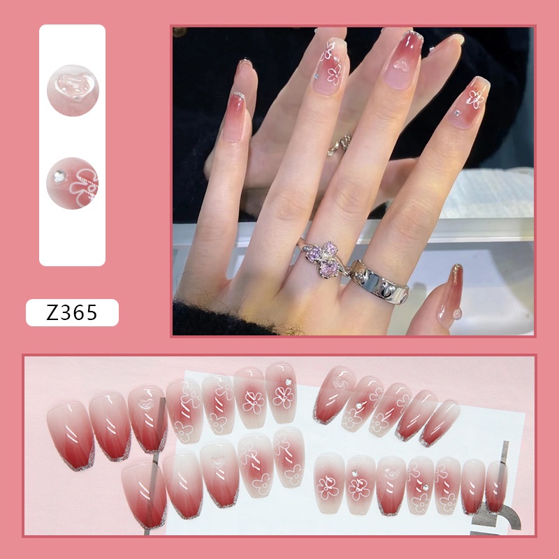 24pcs / Kotak Kuku Palsu Full Cover Z365 Untuk Dekorasi Nail Art