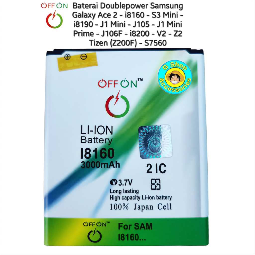Baterai Batre Doublepower Samsung Galaxy Ace 2 i8160 S3 Mini i8190 J1 Mini J105 J1 Mini Prime J106F 
