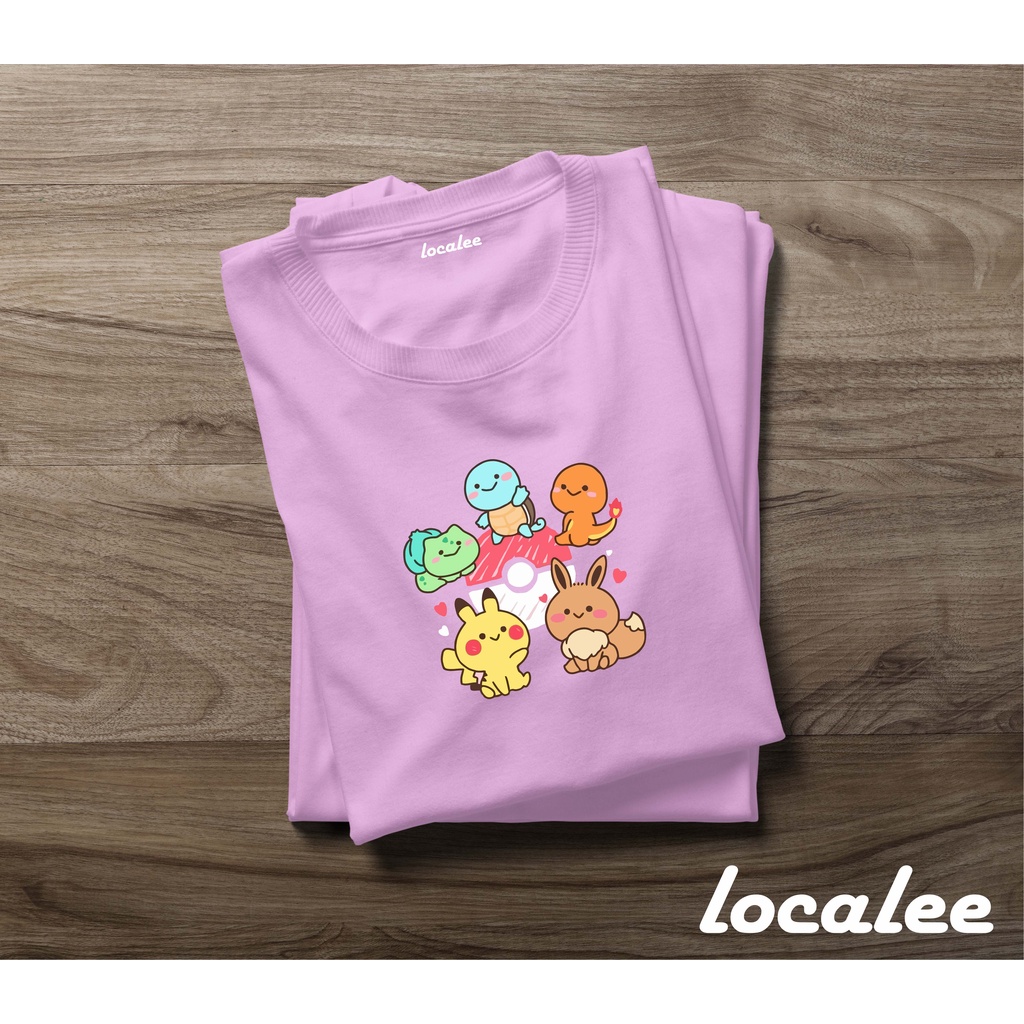 POKEMON BABY N THE GANK PINK TSHIRT/ PIKACHU N THE GANK/ PIKACHU SQUAD BABY PINK TEE/ KAOS UNISEX