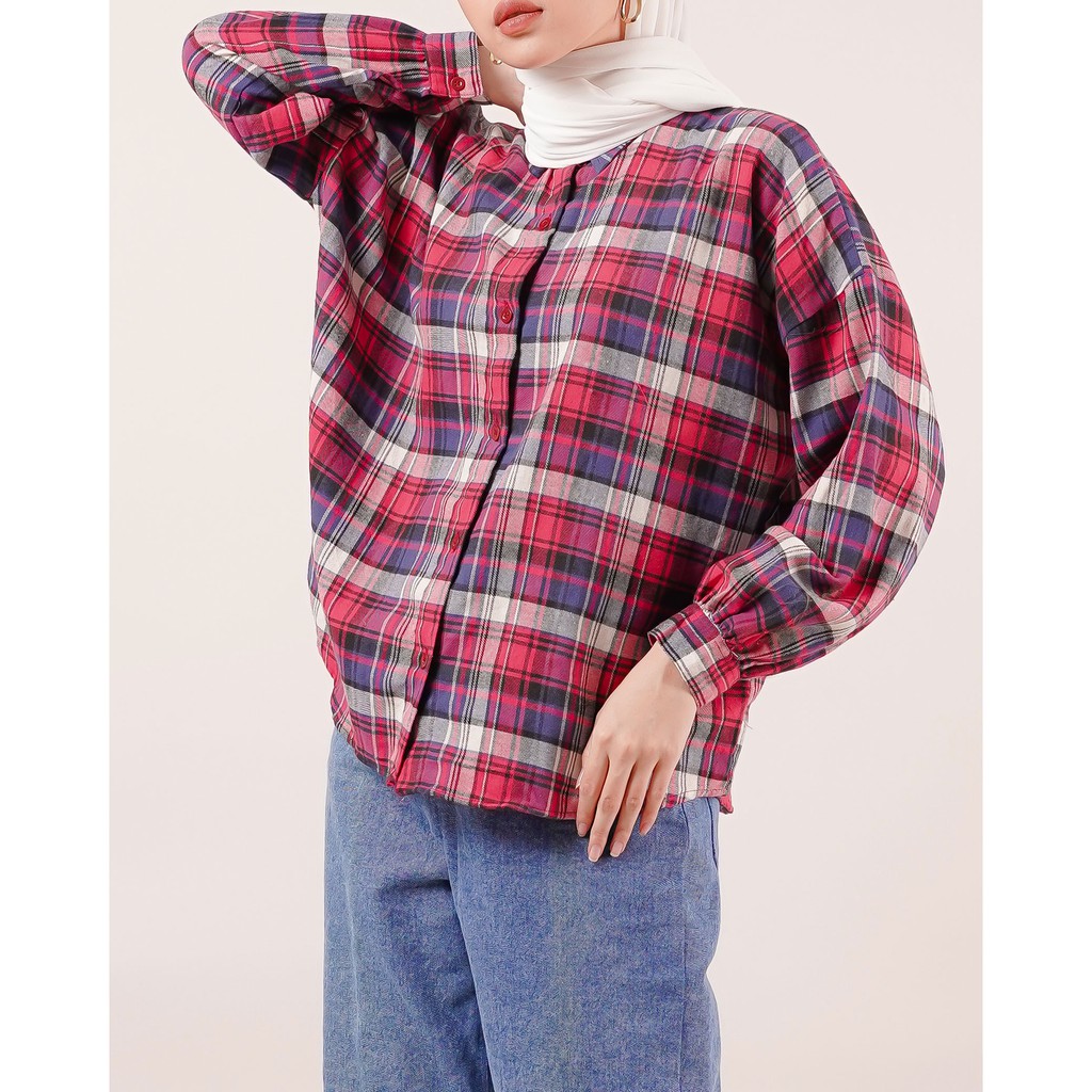 KEMEJA BOYFRIEND KOREA OVERSIZE NANINUNENO FLANEL PREMIUM SHIRT B395 CO