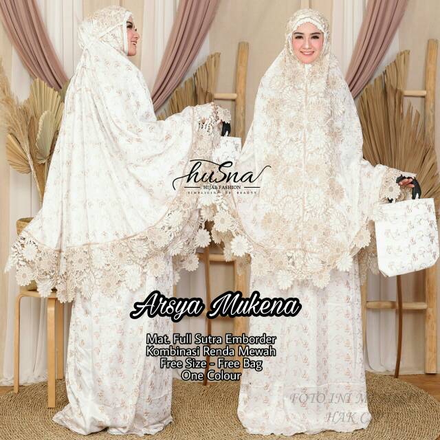 MUKENA BORDIR // ARSYA MUKENA // BAHAN SUTRA