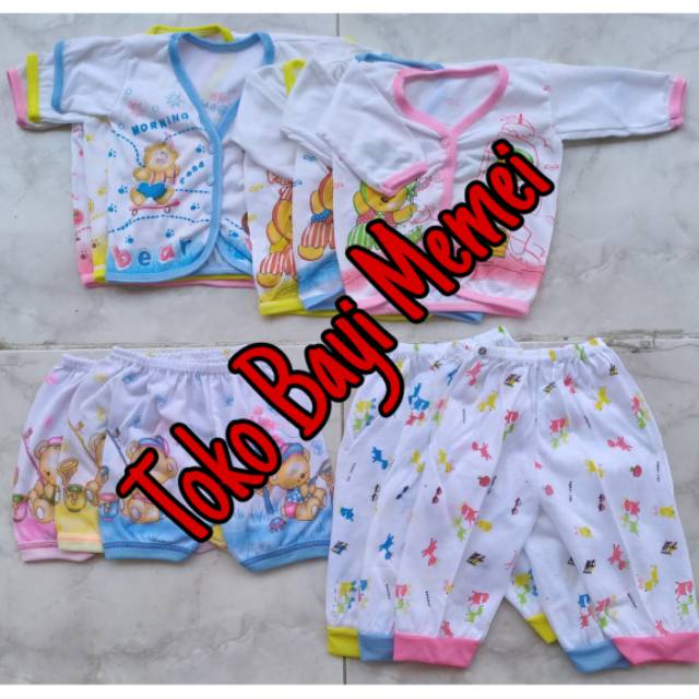 Paket baju bayi dan celana bayi MINI 2 isi 12 pcs bahan katun