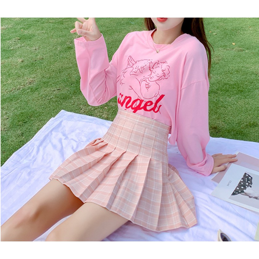 Korean Mini Skirt Preppy Plaid Rok Lipit Motif Kotak Kotak 2134 (S-XXL)