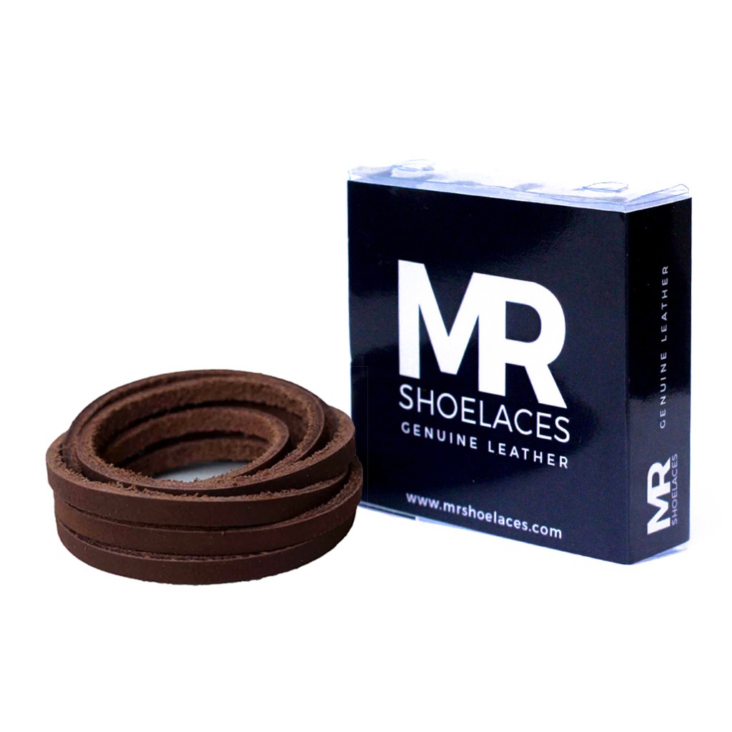 MR Shoelaces LR05 Dark Tan - Tali Sepatu Kulit 60cm 80cm 100cm 120cm 150cm 200cm - Premium Shoelace - Premium Leather Shoelace