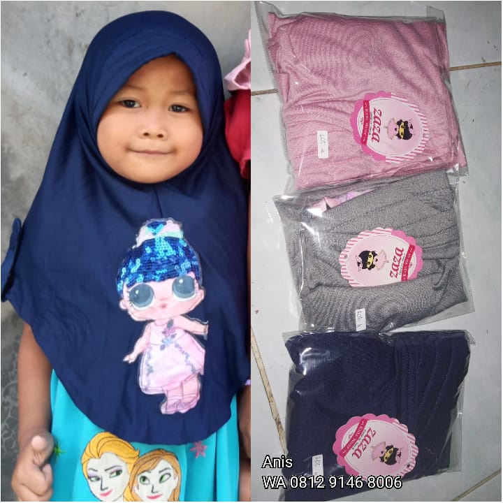 Jilbab Anak Perempuan 6-8tahun Lol Lel Polos 5pc Harga Grosir