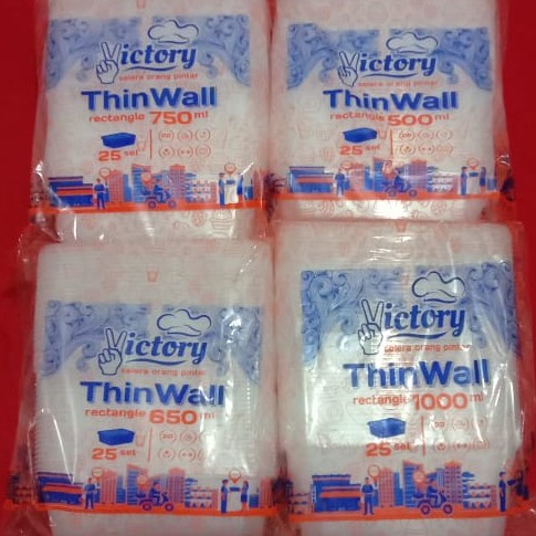 Murah Nih!!! Thinwal Rec 1000ml 25 Psc /food Container Box Tempat Makanan Plastik Thinwall 1000ml