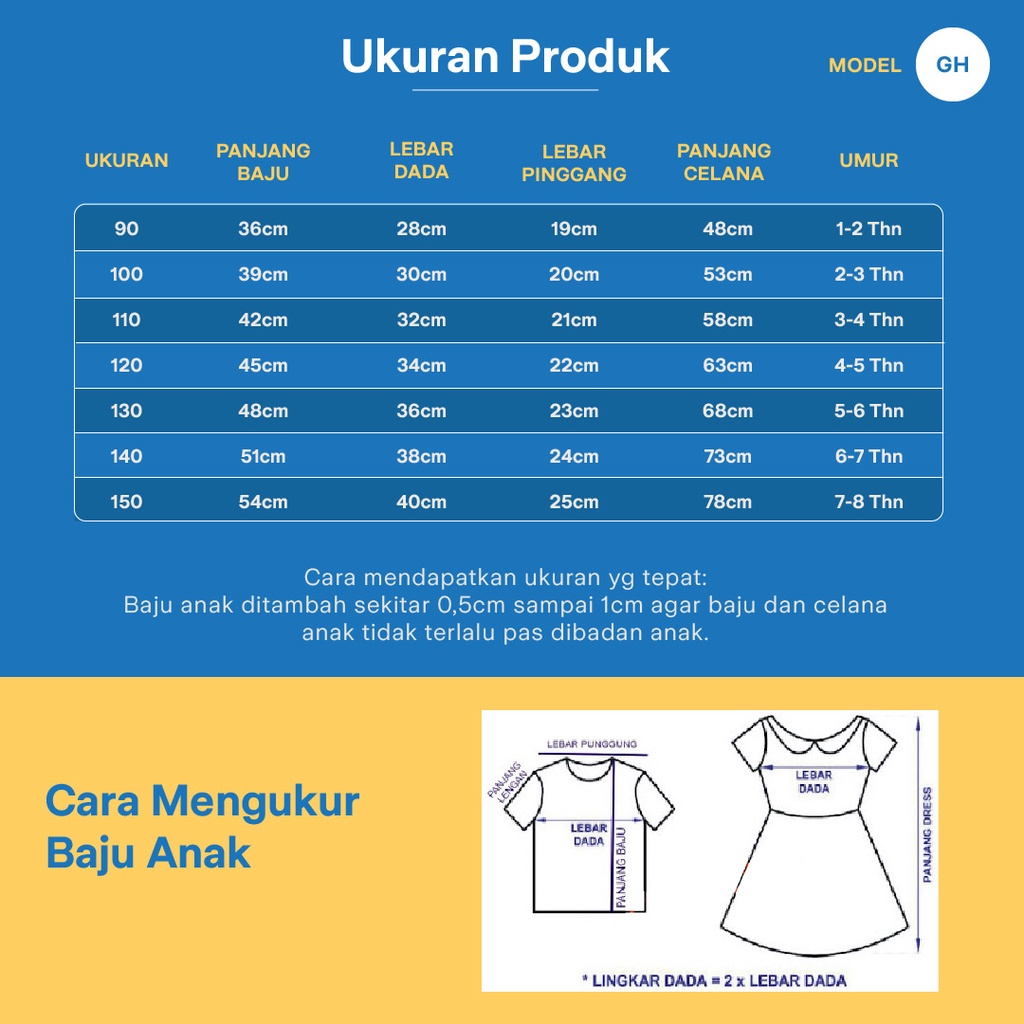 LAPAGO - Baju Tidur Piyama Anak Laki laki Perempuan Setelan Import Lembut 1-8 Thn Type GH