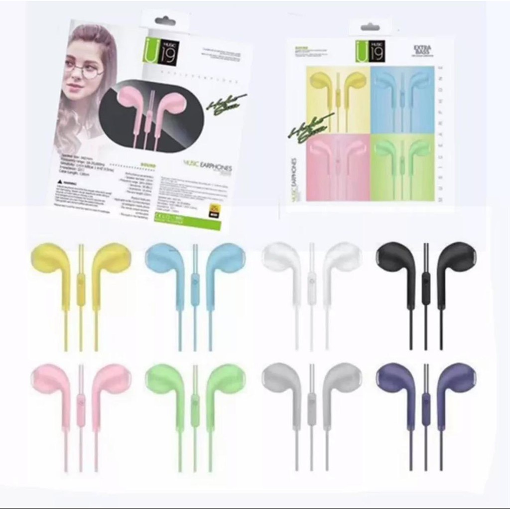 Earphone Macaroon Mate Colours U19-Earphone Music Angel Headset