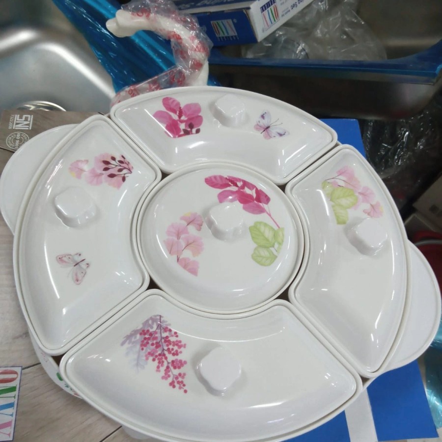 L.Maryanne Prasmanan Set Melamin Onyx Party Set Bulat 14 Inch