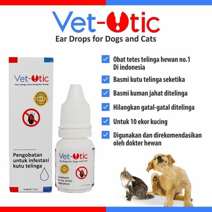 VET OTIC Obat Tetes Earmites Kutu Telinga Gatal Kotor Kucing Anjing vetotic