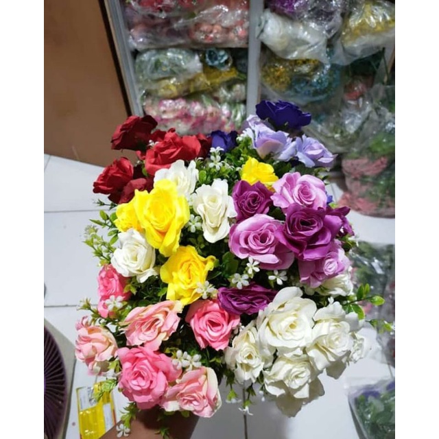 Rose teh grup x7 Artifisial Hias / 1 Lusin r18023