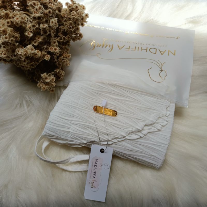 Bergo Plisket Padi Aleya Premium l Bergo instan Zafron-Broken White