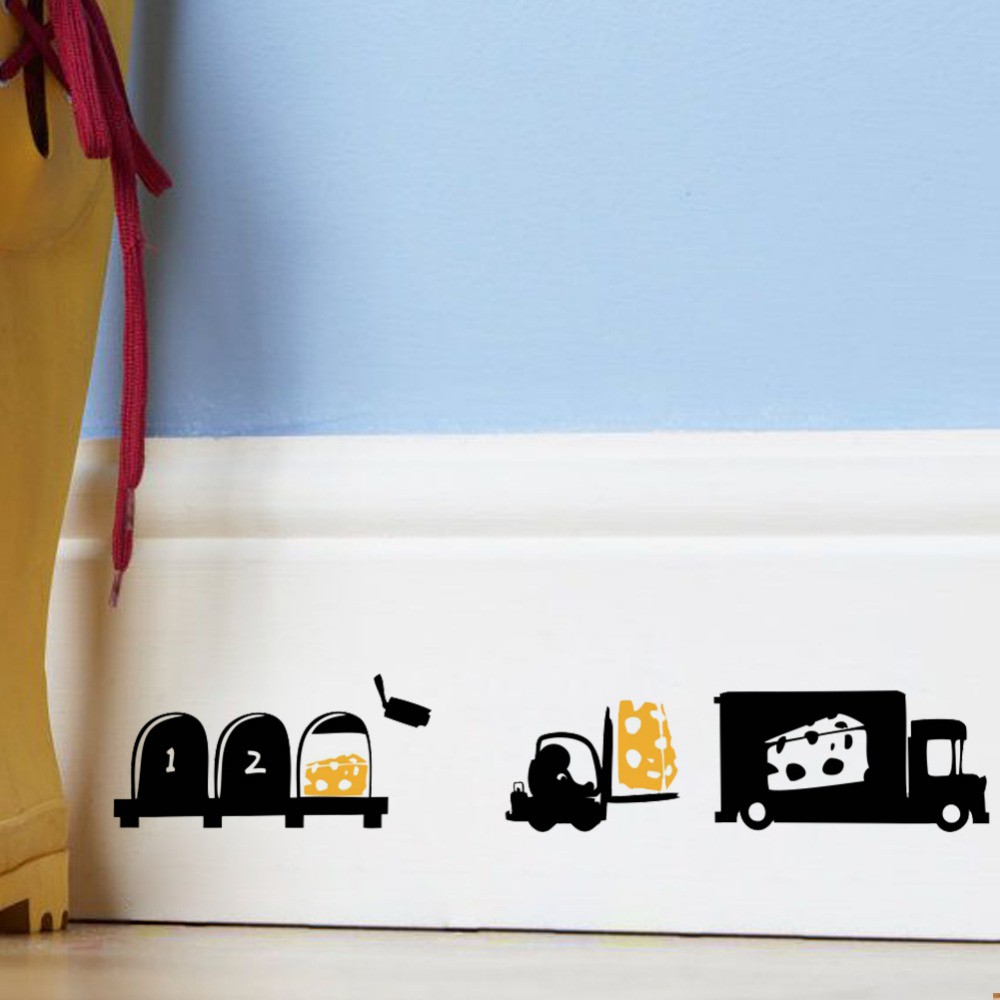 

Wall Decal Sticker/Mouse Hole Sticker - Cheese Truck