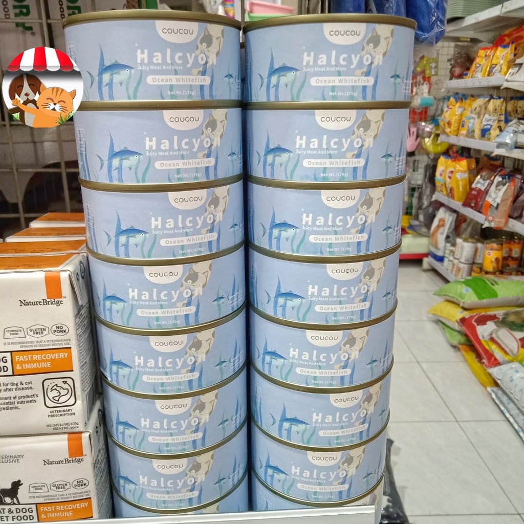 Coucou Holcyon Kaleng Ocean Whitefish 170gr - Makanan Kucing Premium