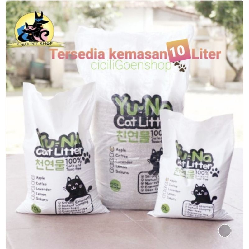 Pasir kucing wangi gumpal 10 liter Merk Yu-Na cat litter premium Timo