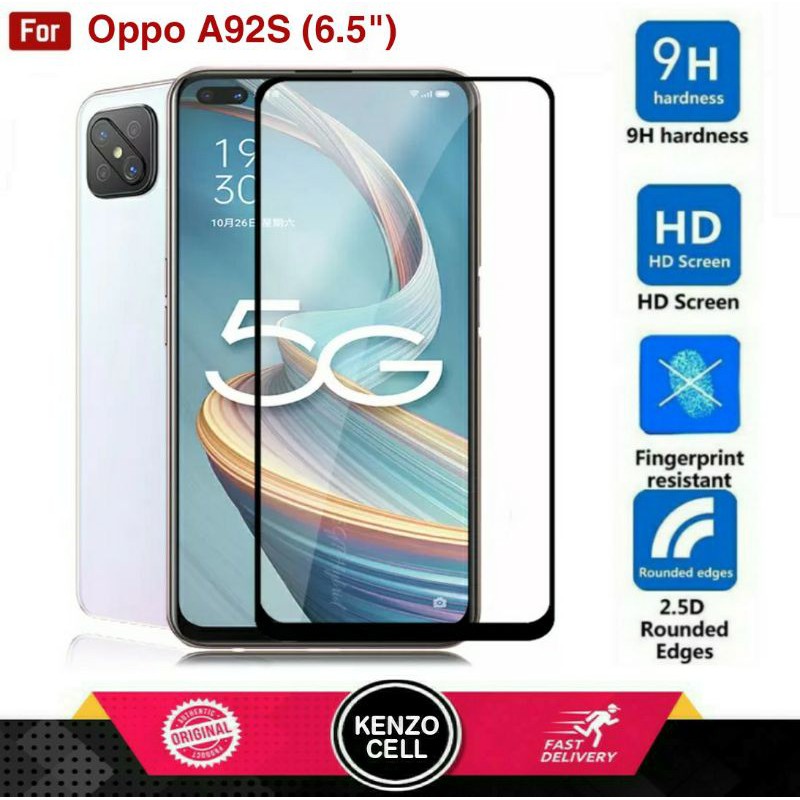 Oppo A92s Tempered Glass - Gorila Glass. Anti Gores Kaca. Tg Opo A 92s Full Layar Lem cover