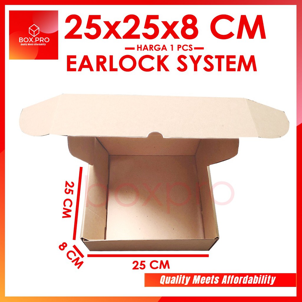 

Kardus Dus uk 25x25x8 cm (ECER) Die Cut Box Kotak Packing Aksesoris Baju Kue Hijab EARLOCK FULL