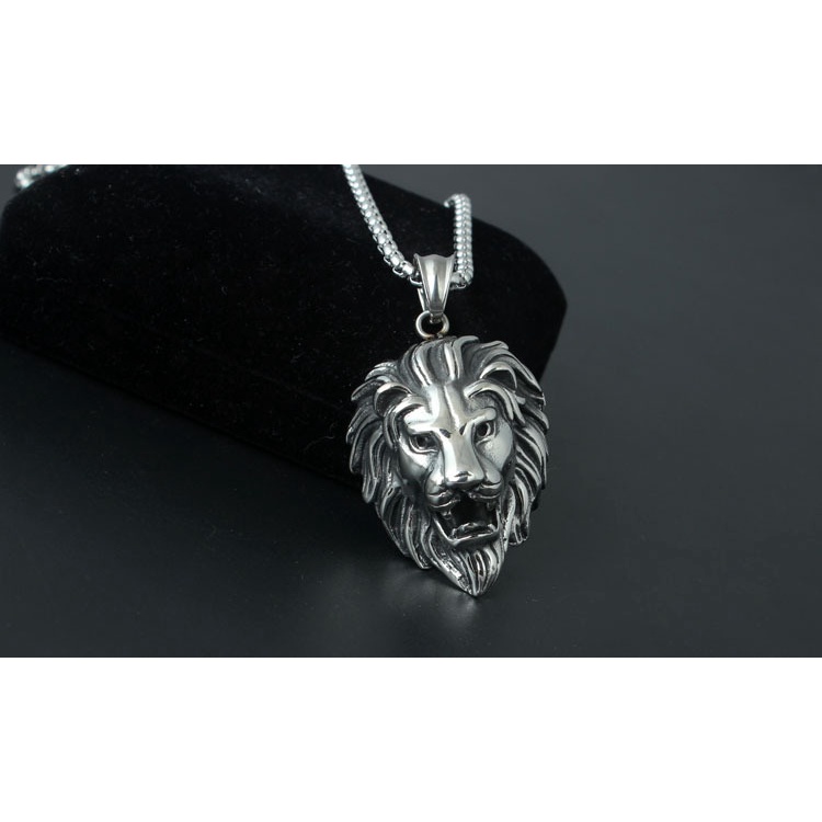 Luminous vintage fashion mendominasi kalung trendi pria dipersonalisasi titanium baja lion's head li