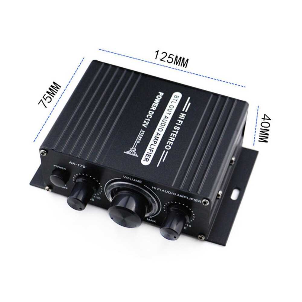 Amplifier Hi Fi Stereo Rumah FM Radio USB AUX TF Layar LED 2CH Power amplifier Car Amplifier Treble Bass Booster - AK-170