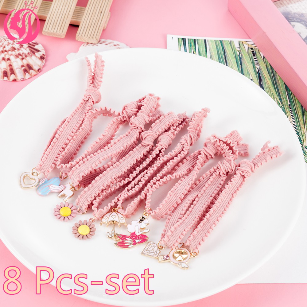  Bayar Di  Tempat 8pcs set Ikat  Rambut  Karet Gaya Korea 