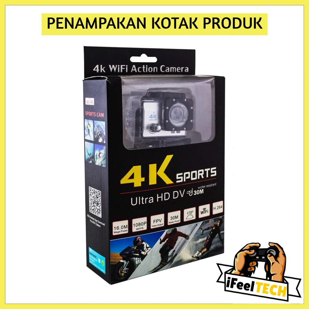 iFeelTech - Sport Camera Wifi Kogan 4k Camera Action 1080p 18MP Action Vlog Camera Wifi Anti Air Waterproof Untuk Vlog Dan Lainnya-2