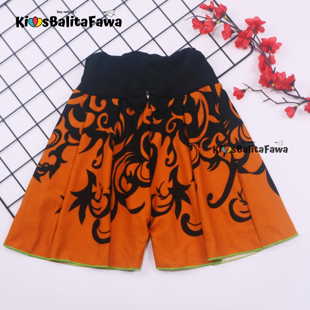 Rok Celana Motif uk 3-5 Tahun / Rok Celana Bawahan Anak Perempuan Motif Batik Salur Bunga Abstrak