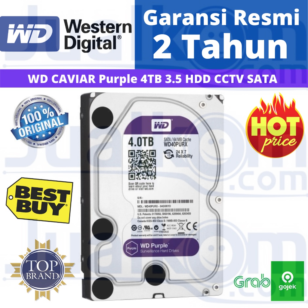 WD PURPLE HARDDISK CCTV 4TB SATA RESMI