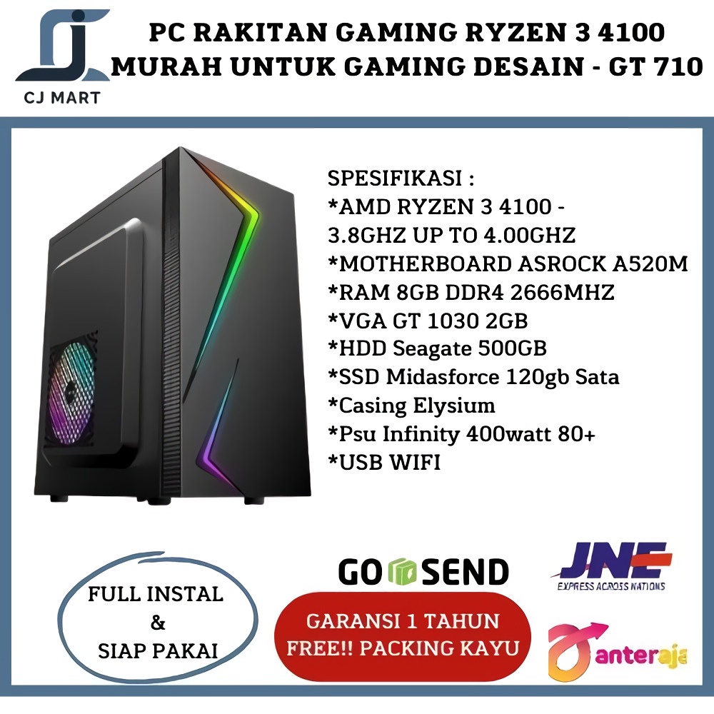 PC RAKITAN GAMING RYZEN 3 4100 MURAH UNTUK GAMING DESAIN - GTX 1050TI