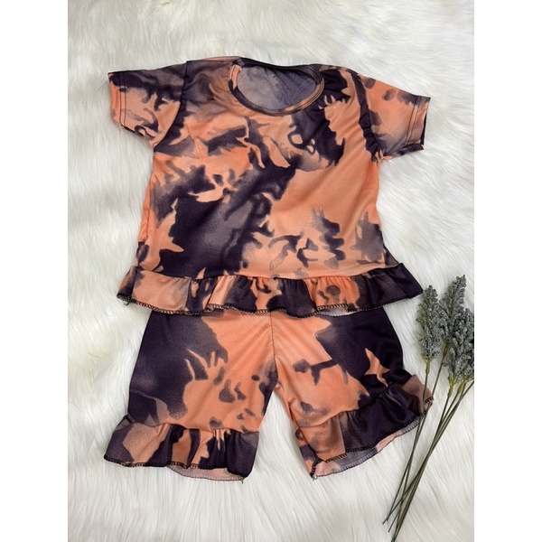 Setelan Anak Anak Rumbai Tie Dye