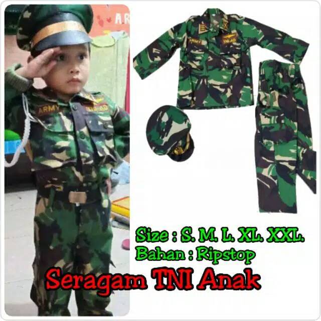 Seragam anak TNI /Baju SeragamTNI Anak laki Tentara Kostum TK Pocil Karnaval
