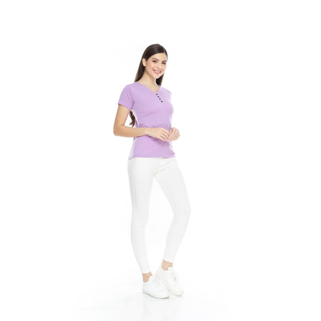 YOURSTYLE1119 - KAOS WANITA KAOS TSHIRT / VNECK KANCING VARIASI KEKINIAN TERLARIS