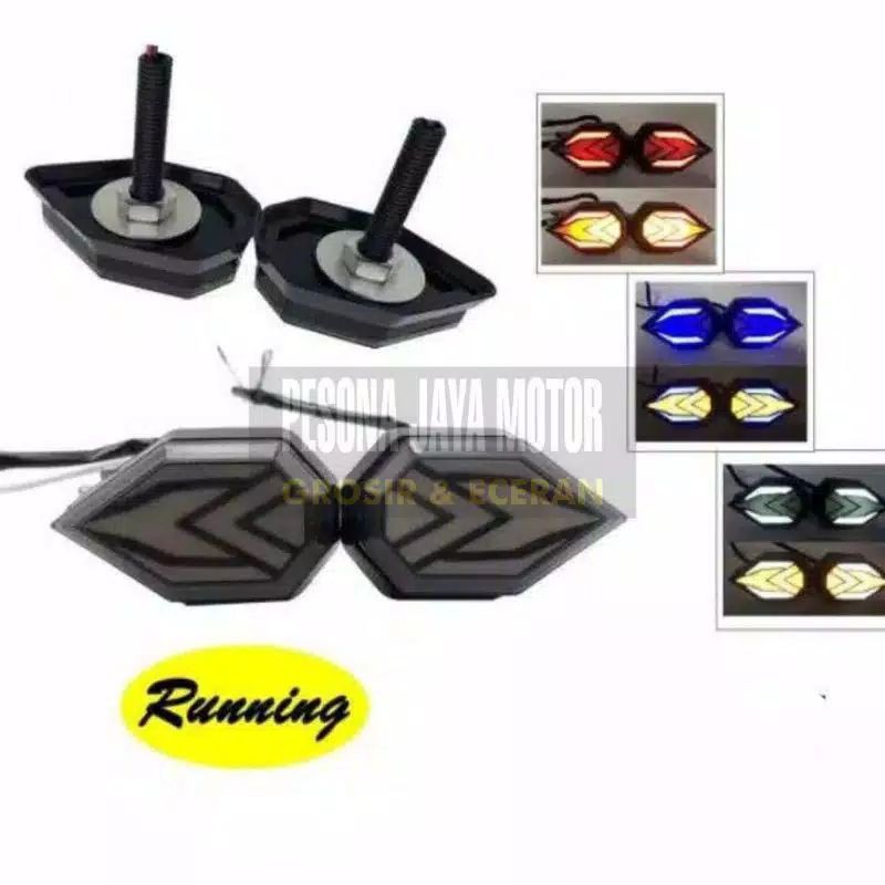 Sen Tempel Lampu Sen Tempel Led Running Segi Lima Universal R15,Cbr150r,Gsx,R25,Ninja150,Ninja 250 Dan Motor Lain Nya