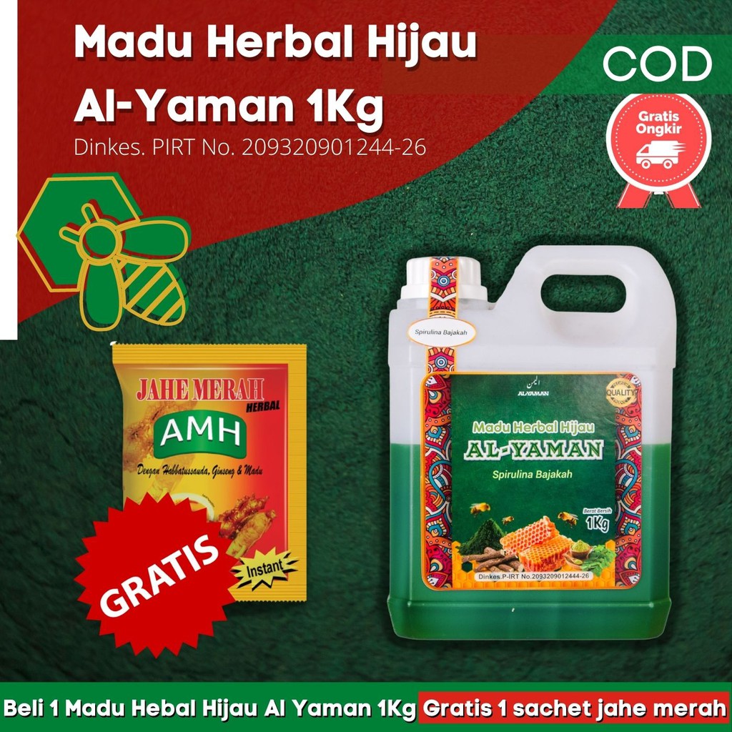 

Bny31 Al-Yaman Madu lambung Herbal Hijau 1kg Spirulina Bajakah Mengobati Asam Lambung Ampuh