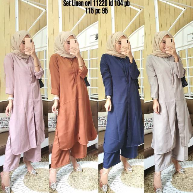 SET LINEN ORI - SETELAN CELANA LINEN - BAJU KURUNG MELAYU