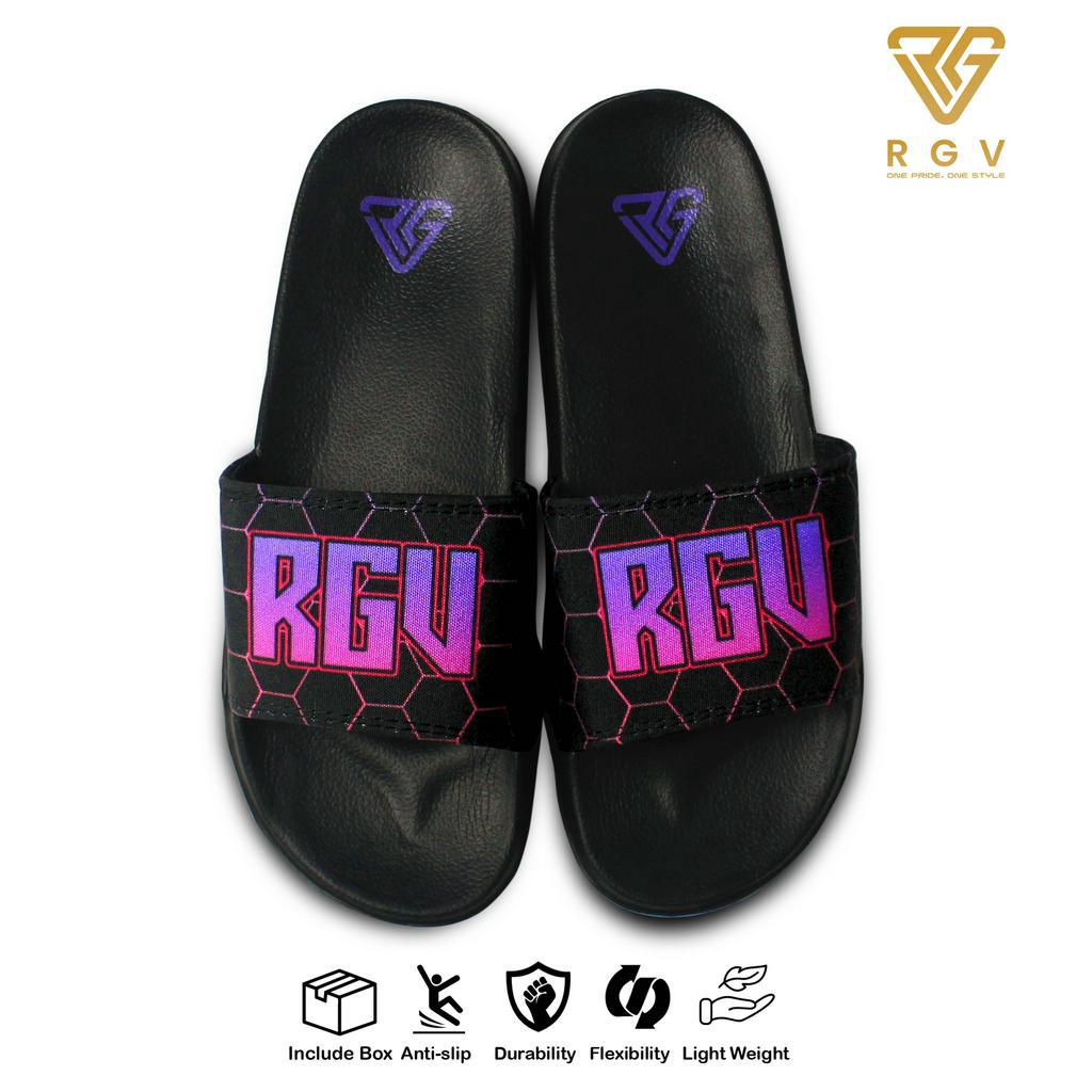 RGV - SANDAL PRIA DAN WANITA SLIDE SLIP ON SENDAL ANTI LICIN RINGAN SELOP HEXAGON PURPLE